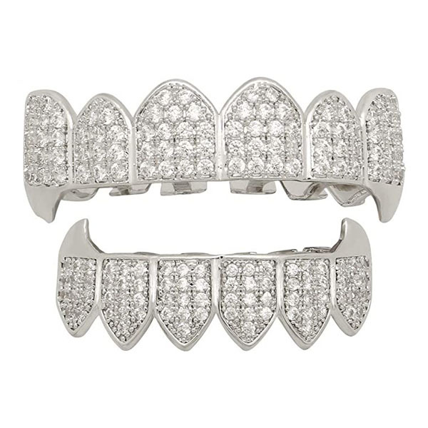Hip hop micro incrustaciones de oro dientes de oro hiphop tirantes de joyería Vampiro teethgrill Halloween