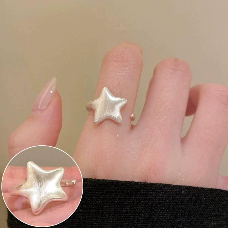 retro fashionable geometric ring hip-hop style, silver 925 sample, on index finger