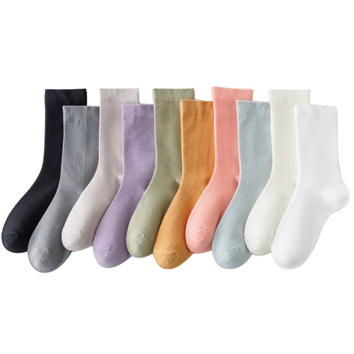 White piles of socks for women in summer mid-calf socks boneless socks confinement pure cotton ins trendy spring and autumn black thin stockings