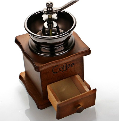 Manual Coffee Grinder, Hand-Crank Grinder, Home Use, Retro Wood Coffee Grinder, Pulverizer