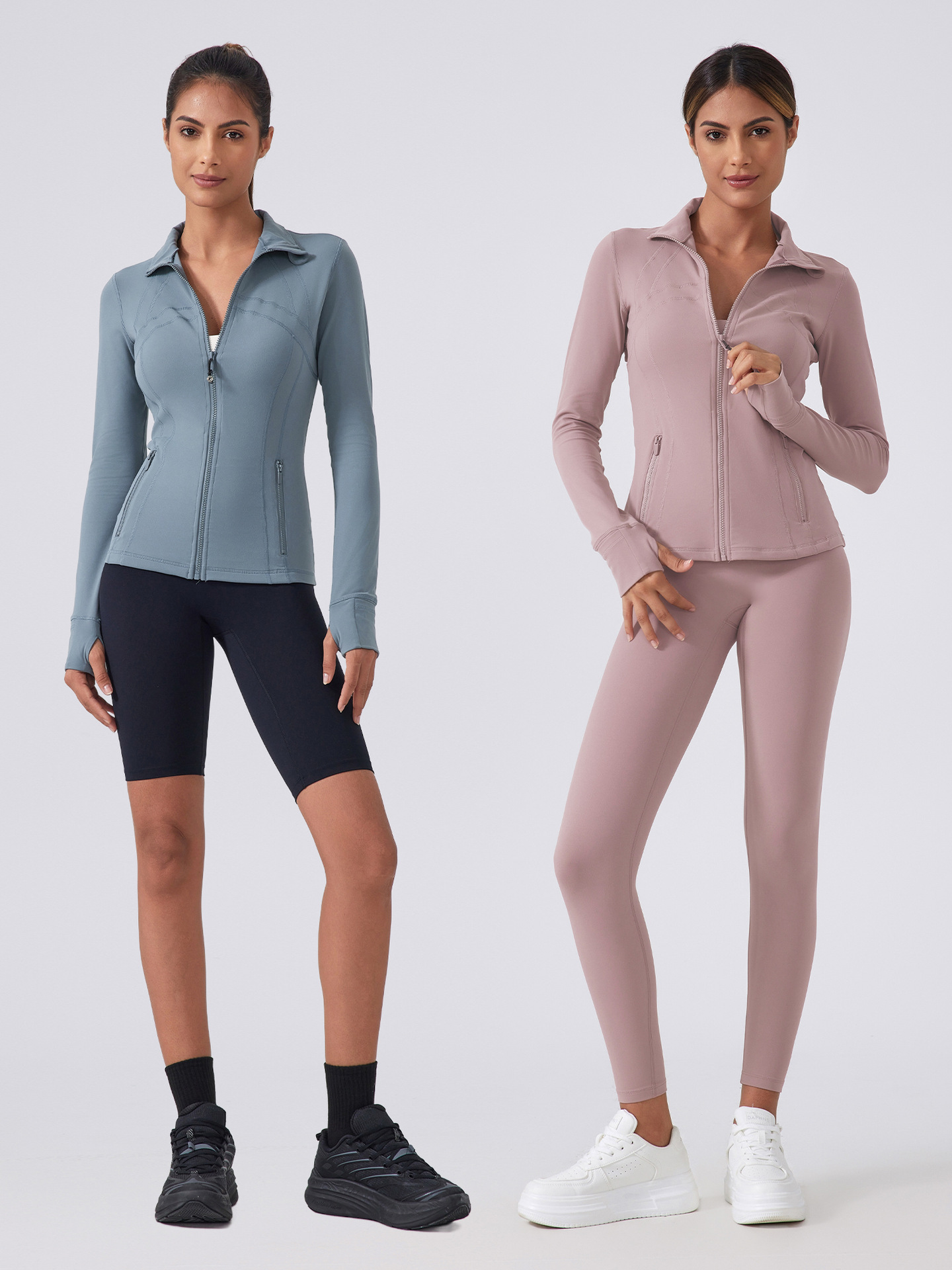 新商品のジッパーヨガ服の女性はスリムに見えます。