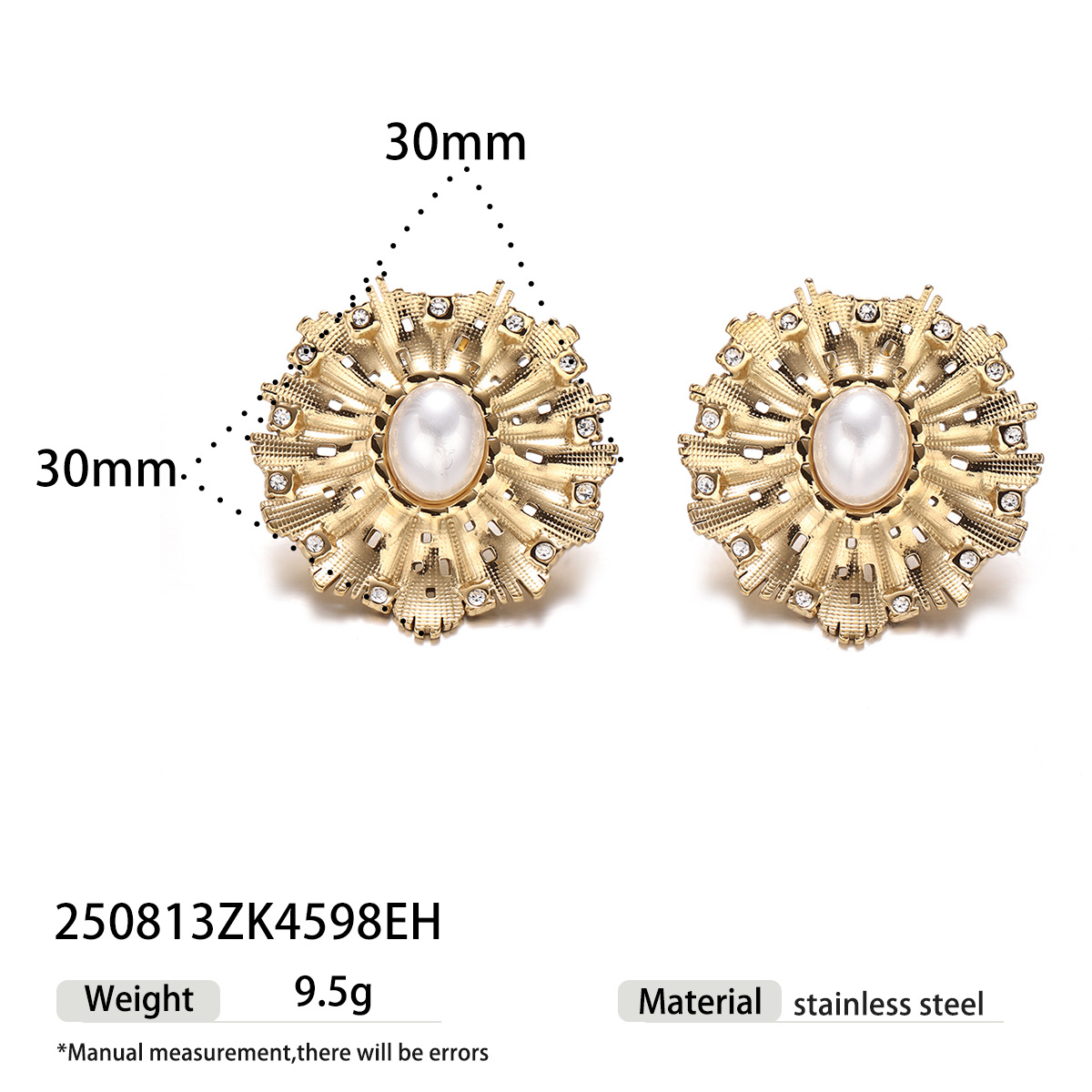 Tina Europa y los Estados Unidos de acero inoxidable ligero de lujo nicho flores perlas diamantes pendientes no desvanecen pendientes de venta caliente transfronterizos mujeres