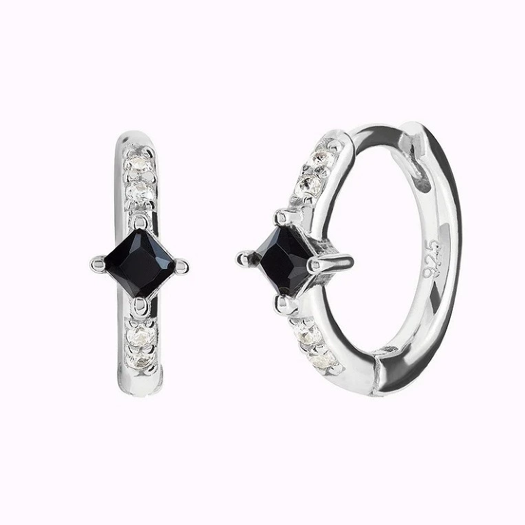 Copper square fashionable earrings with zircon, Amazon, micro incrustation