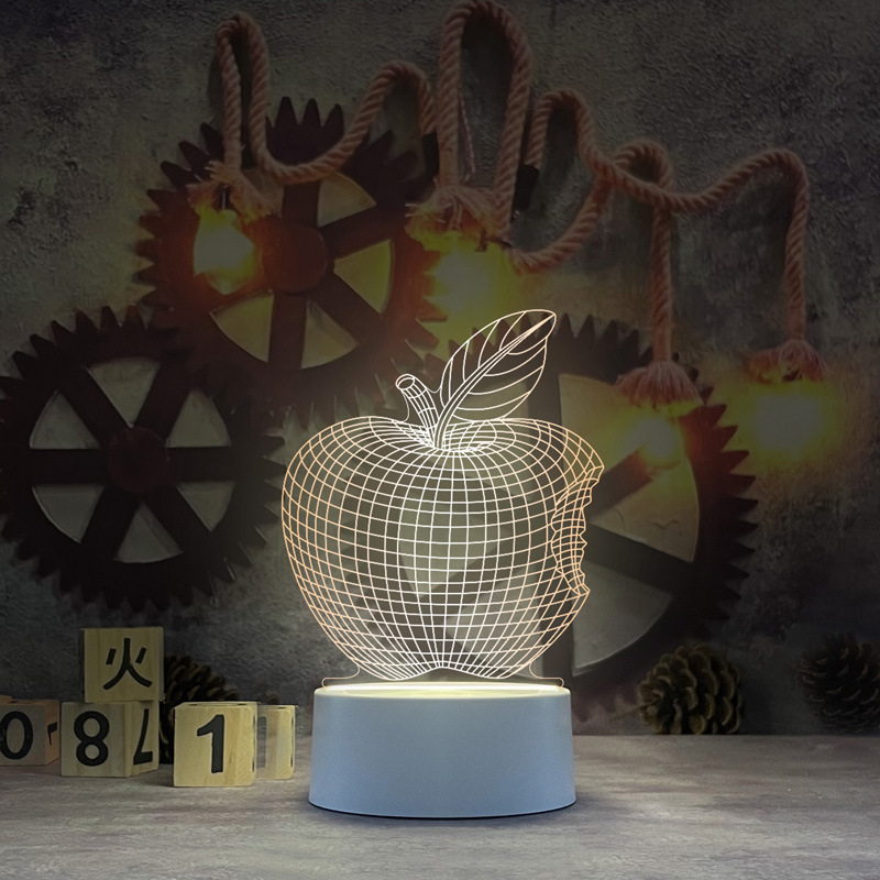 Nueva y única lámpara de noche 3D de acrílico, lámpara de escritorio USB, lámpara de noche para dormitorio, lámpara LED creativa, regalo de regreso a clases, Día del Trabajo