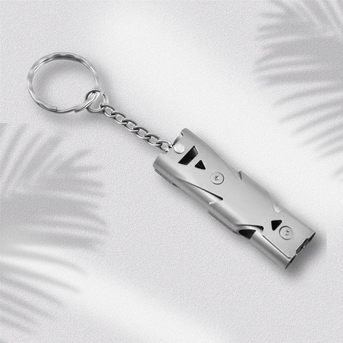 EDC tool whistle, survival whistle, outdoor survival and life-saving, stainless steel double-tube whistle, field life-saving whistle