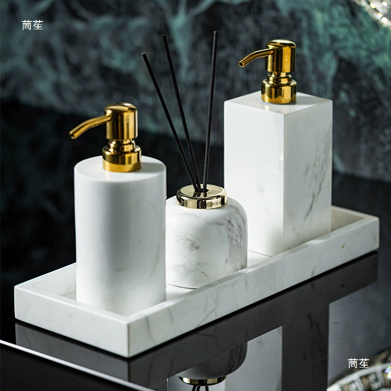 Marble set for hotel, hand sanitizer, container, storage system, light luxury style