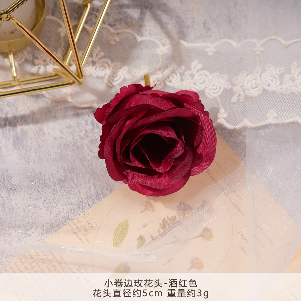 XH2-작은 컬링 로즈 헤드-버건디