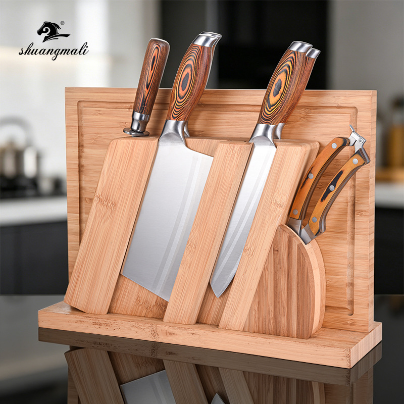 Cuchillo de cocina de acero tres en uno traje Cuchillo de corte de hueso Cuchillo de chef Cuchillo de molibdeno vanadio 9CR19 Mango de madera de acero