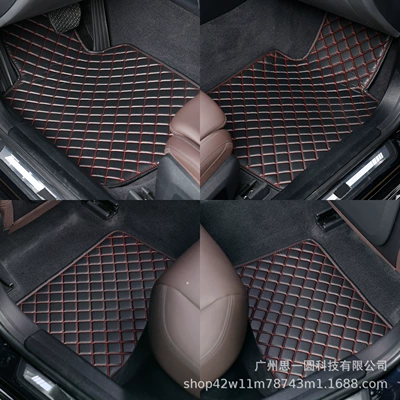 General Motors Car Floor Mats Universal Foot Pad - black-red-line