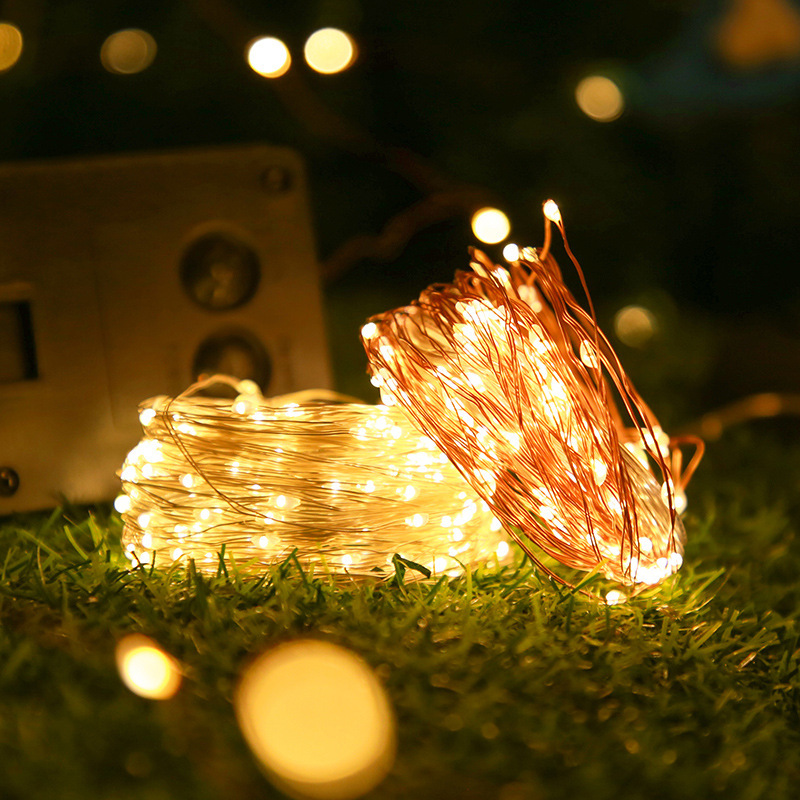 Amazon explosion LED solar copper wire lamp outdoor indoor courtyard Christmas holiday gift decorative light string