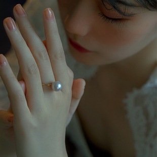 Natural Freshwater Pearl Ring s925 Silver Plated 18k Gold Simple All-Match Elegant Big Pearl Fantanling Purple Jewelry