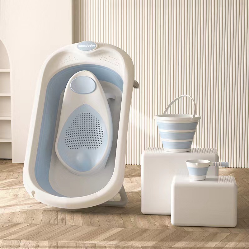 Leboni Baby Bath Tub for Infants and Children: Extra-Large, Plastic, with Built-in Temperature Gauge, Foldable, Made of Silicone