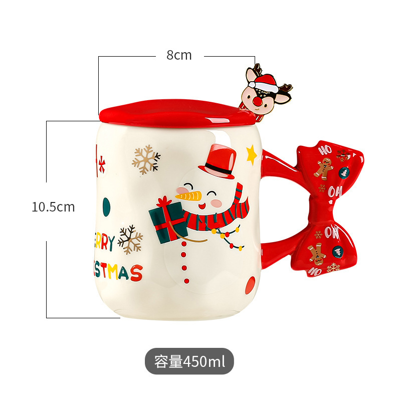 Navidad transfronteriza regalo creativo taza de cerámica con cubierta cuchara encantadora taza de café de pareja casera de alto valor facial taza de marca