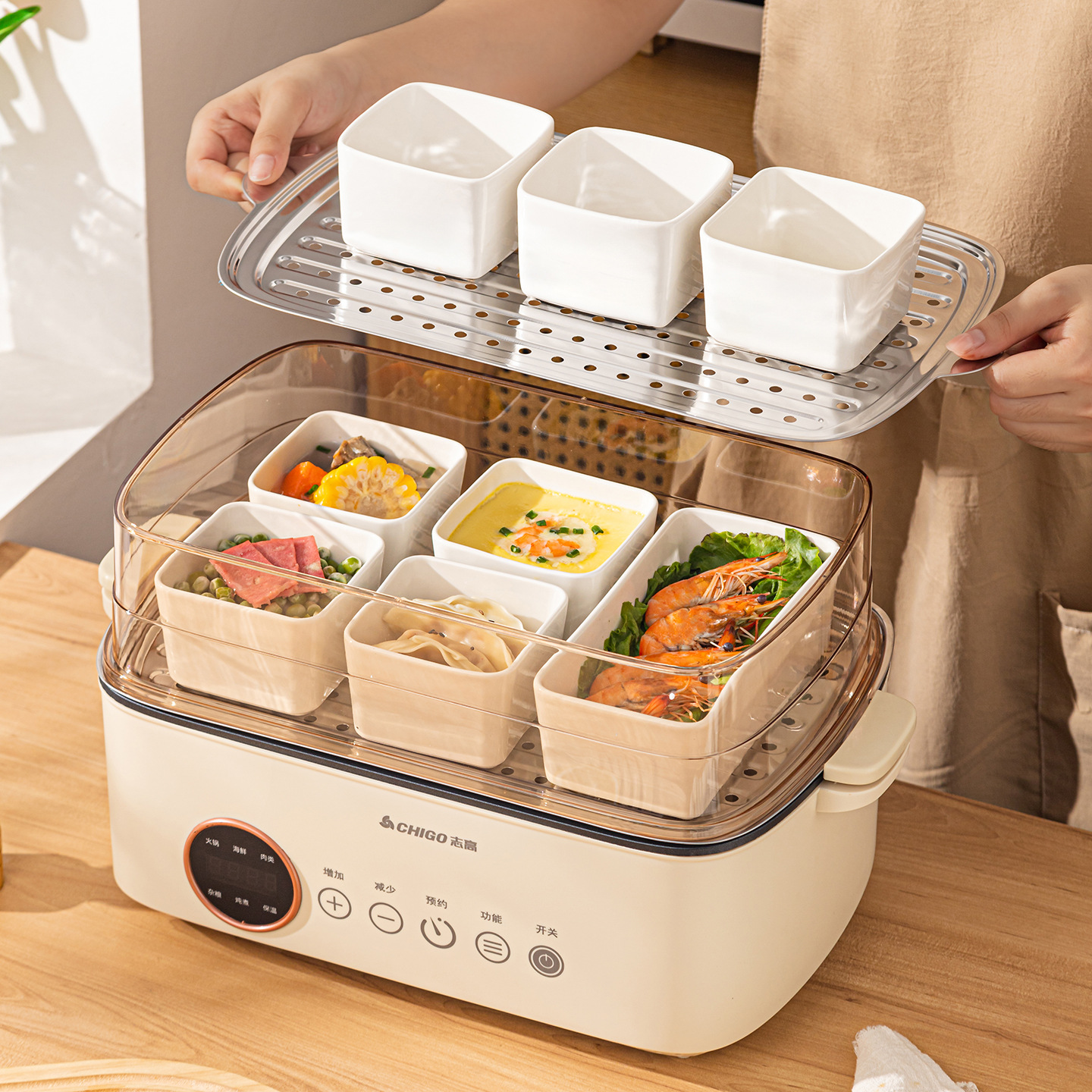 tazón de cerámica simple cocina platos de acompañamiento cuenco divisorio doméstico platos de olla caliente multicapa para almacenar artefactos mágicos platos de condimentos
