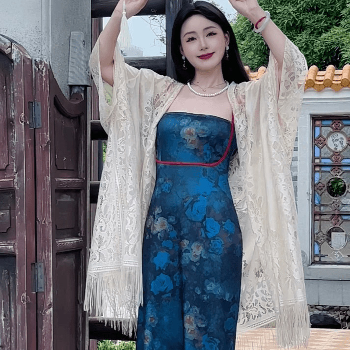 新中式旗袍披肩2025新款外搭清新文艺镂空百搭流苏空调房外套开衫|undefined