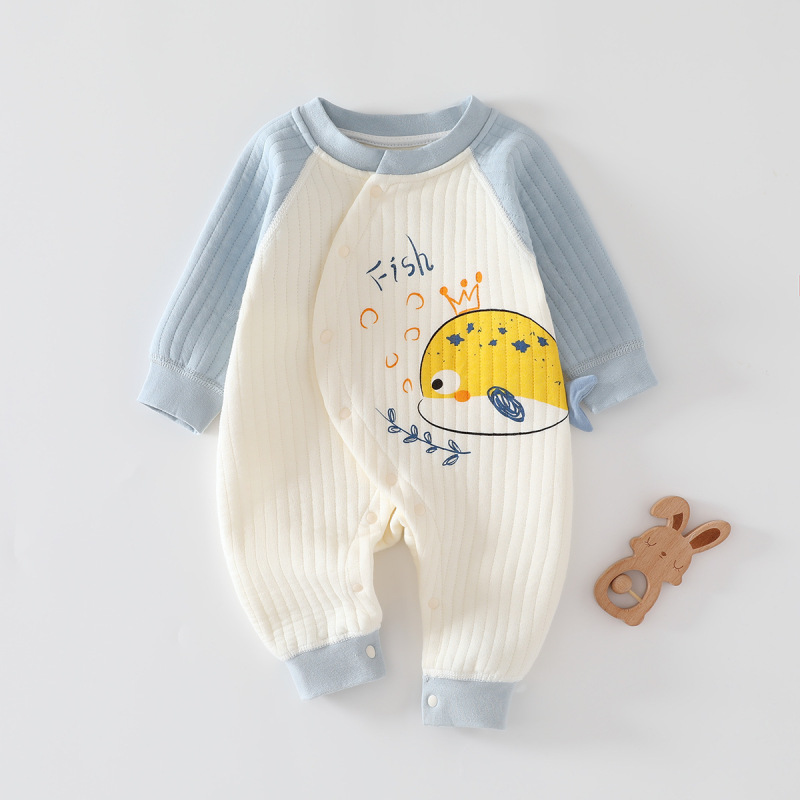 婧麒新生婴儿衣服秋冬装连体衣新款宝宝春秋季夹棉保暖长袖外出服|undefined