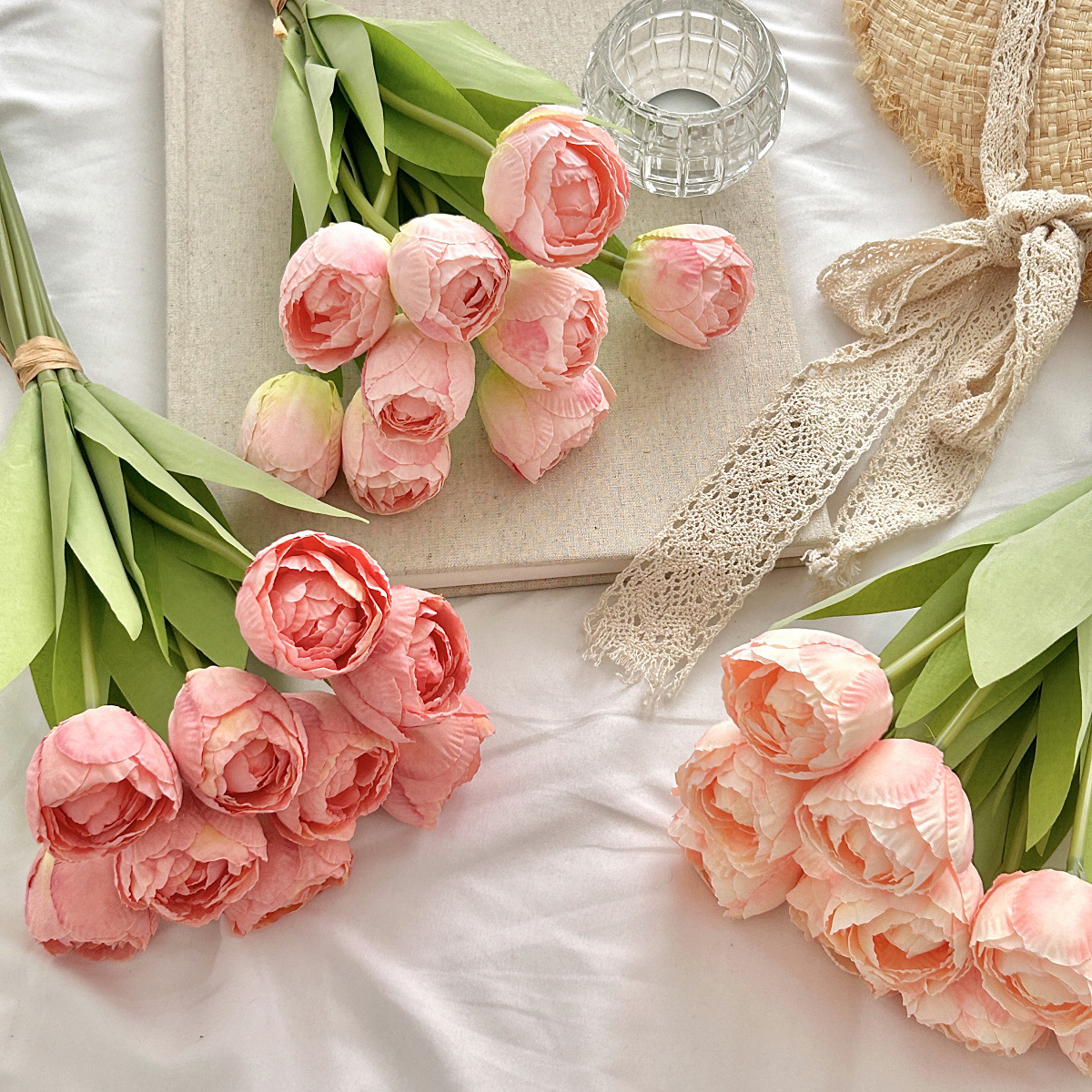 Tulipanes de cabeza larga simulación de flores de borde focal Tulipanes de mano ramo de flores decoración de la sala de estar en el hogar flores falsas accesorios de fotografía