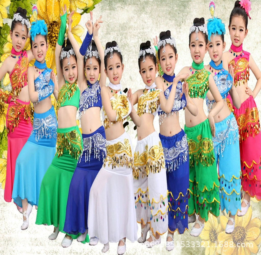 Новая детская танцевальная одежда Dai Одежда для девочек Dai Performance Одежда для маленьких девочек Dai Peacock Dance Одежда для выступлений