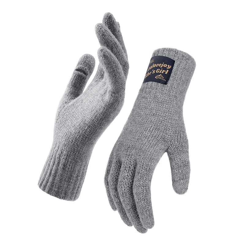 Knitted wool for students, casual solid color, versatile winter outdoor cycling, warm and cold resistant, touch screen_voghion.com