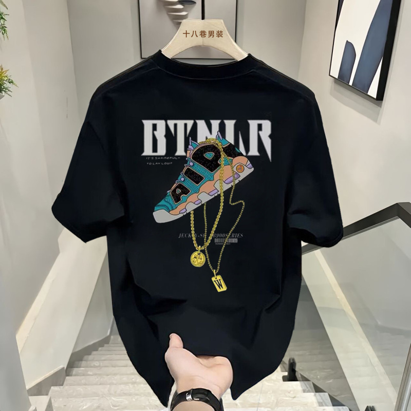 Extra Large Size 150kg Heavyweight 100% Pure Cotton Short-Sleeved T-Shirt for Men and Women, Summer Trendy Brand Street Style Loose Half-Sleeved Printed Top Extra Large Size 150kg Heavyweight 100% Pure Cotton Short-Sleeved T-Shirt for Men and Women, Summer Trendy Brand Street Style Loose Half-Sleeved Printed Top