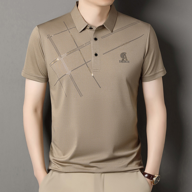 Summer Men's Short-Sleeved T-Shirts for Middle-Aged and Elderly Dads, Summer Shirts with Lapels, Men's Polo Shirts, Grandpa Tops, T-Shirts