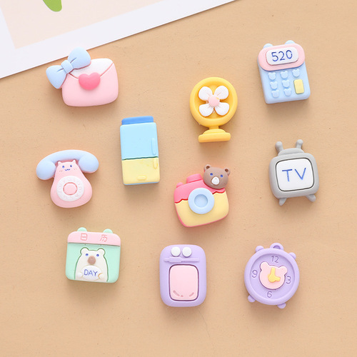 Small phone fan computer camera cartoon cream gel hair accessories resin accessories material package factory wholesale