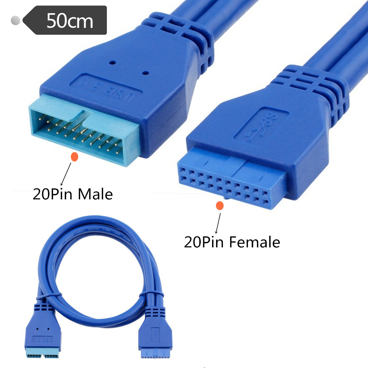 USB 3.0线 20Pin公对母 公对公 母对母延长线 20Pin/19Pin 0.5米-阿里巴巴