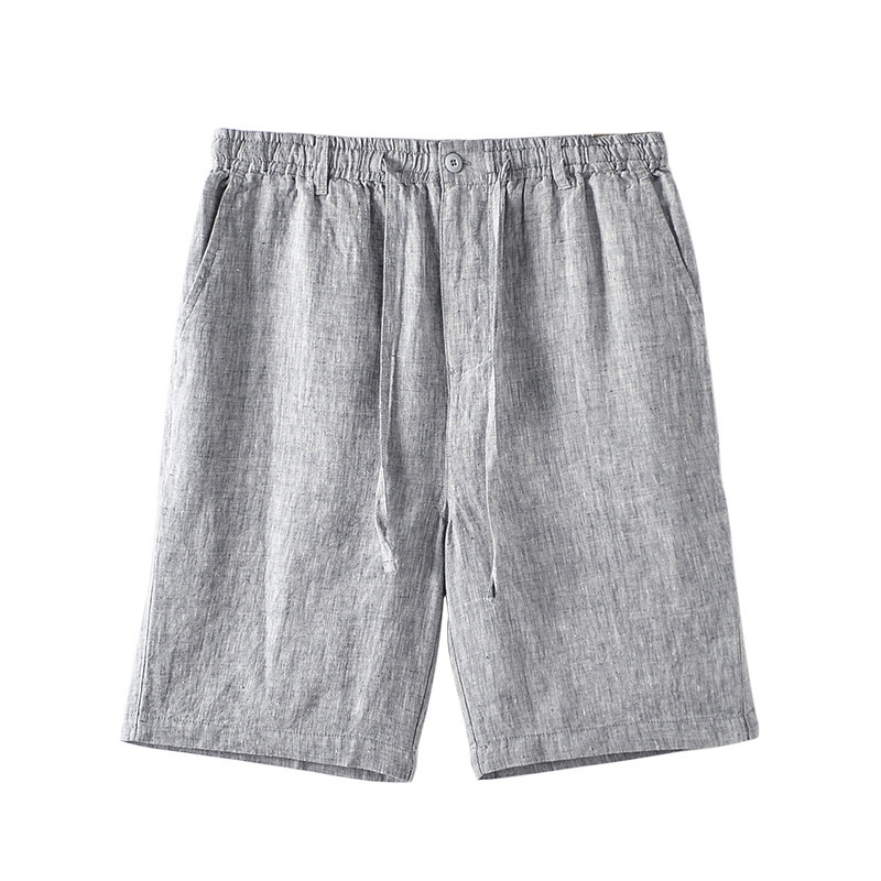 Summer Linen Pants for Men, Casual Loose Linen Shorts, Breathable Beach Pants, Elastic Waist Five-Quarter Pants 067