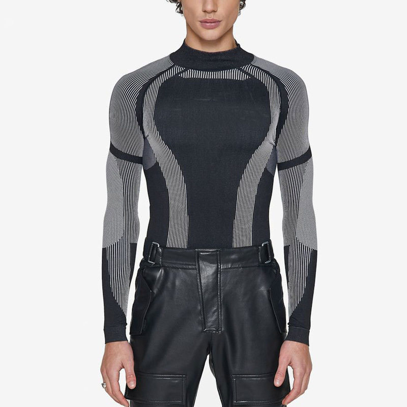 European and American Men's Fashion Brand Top Men's Long-sleeved T-shirt Men's Elastic Tight Fitness Clothes High Collar Men's Base Shirt for Men European and American Men's Fashion Brand Top Men's Long-sleeved T-shirt Men's Elastic Tight Fitness Clothes High Collar Men's Base Shirt for Men