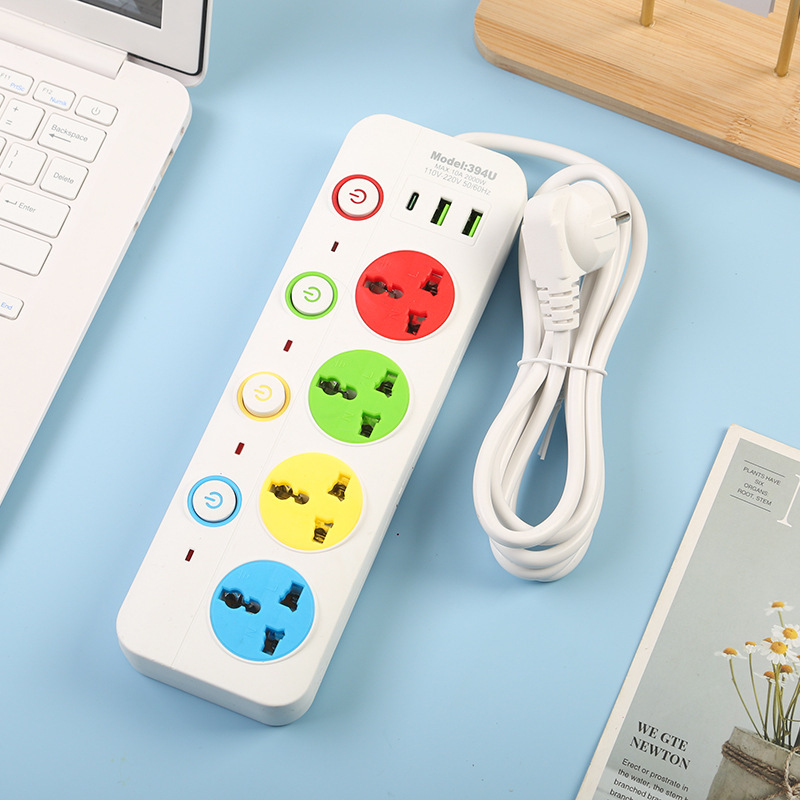 Comercio exterior enchufe universal USB4 interruptor embalaje de plástico estándar británico estándar europeo estándar americano color sólido embalaje neutro