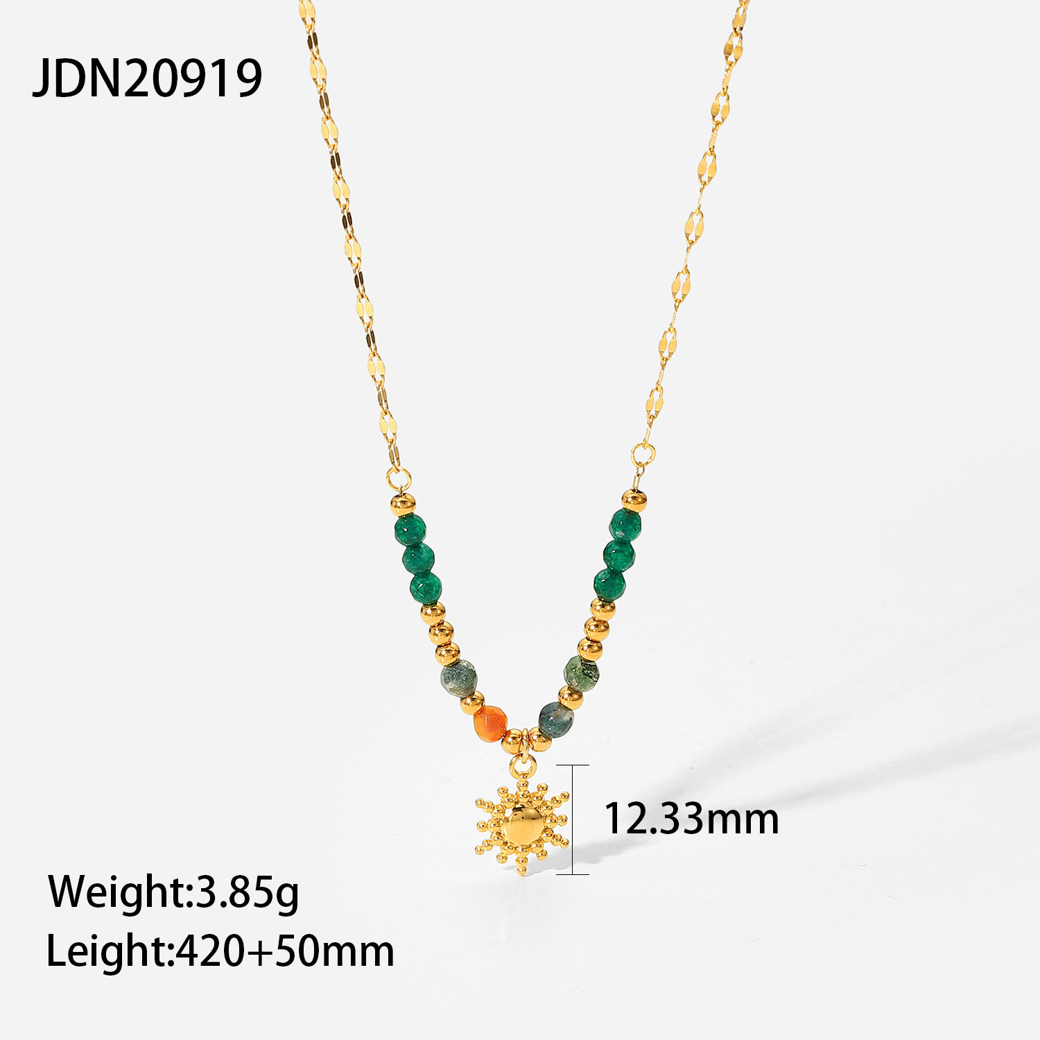 Casual Simple Style Sun 304 Stainless Steel Natural Stone Plating Pendant Necklace 1 Piece display picture 8
