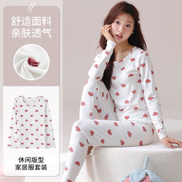Otoño y invierno al por mayor transfronterizo nuevo algodón calentamiento camiseta de base chaqueta pijama de manga larga mujer traje de ropa casera