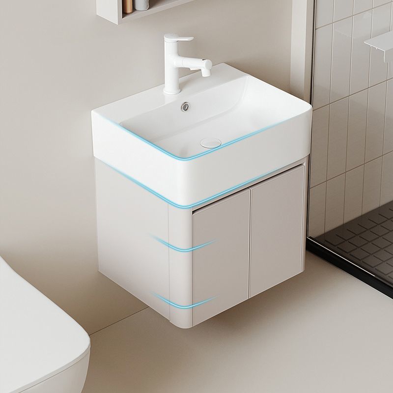 Estilo crema de aluminio espacio baño gabinete combinación baño mini lavabo borde estrecho pequeño apartamento lavabo integrado