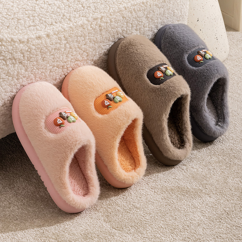 Qaidashun zapatillas de algodón para hombres y mujeres invierno nuevo interior y exterior peluche pareja zapatillas de algodón cálidas peluche al por mayor