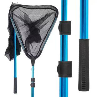 Thickened Aluminum Alloy Large Fish Landing Net Rod with Triangular Head, Foldable and Portable Landing Net Fabric Fishing Net