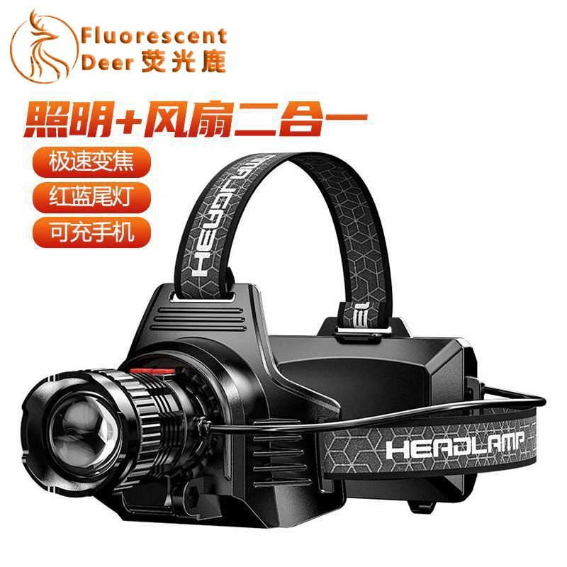 Трансграничные новые сильные фары высокой мощности белый лазерный вентилятор дальнего излучения USB-гарнитура фонарик