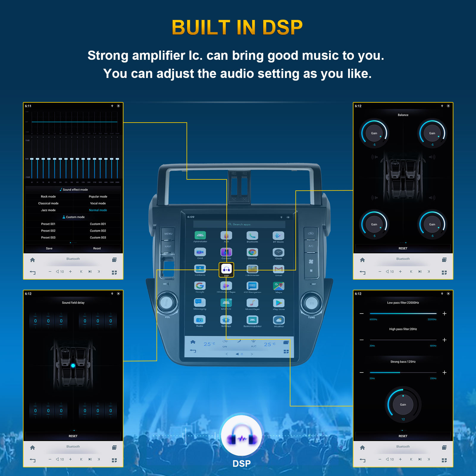 12.1 inch Vertical Screen Android Car Navigation for Toyota Prado 2014-