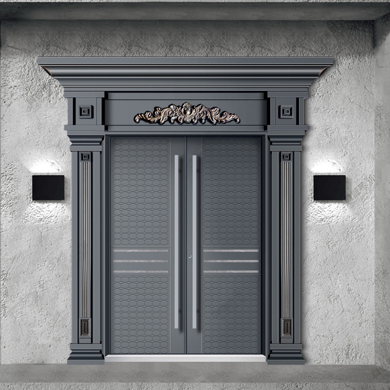 Custom Villa Entrance Cast Aluminum Door, Anti-Theft Door, Household Entrance Door, Double Door, New Chinese-Style Door Head and Door Pillar Custom Villa Entrance Cast Aluminum Door, Anti-Theft Door, Household Entrance Door, Double Door, New Chinese-Style Door Head and Door Pillar