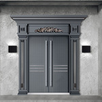 定制别墅大门铸铝门防盗门家用入户门子母门进户门新中式门头门柱