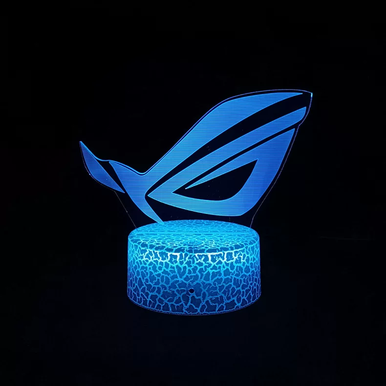 3D LED ночная лампа ROG, RGB сенсорная/колышковая база, акриловый рисунок, 23×16×5 см