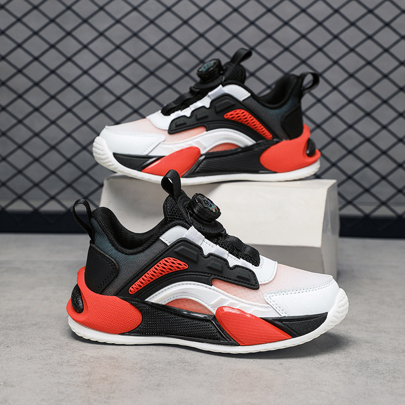 Zapatos para niños primavera y otoño nuevos zapatos deportivos transpirables de malla para niños zapatos para correr antideslizantes con hebilla giratoria para niñas