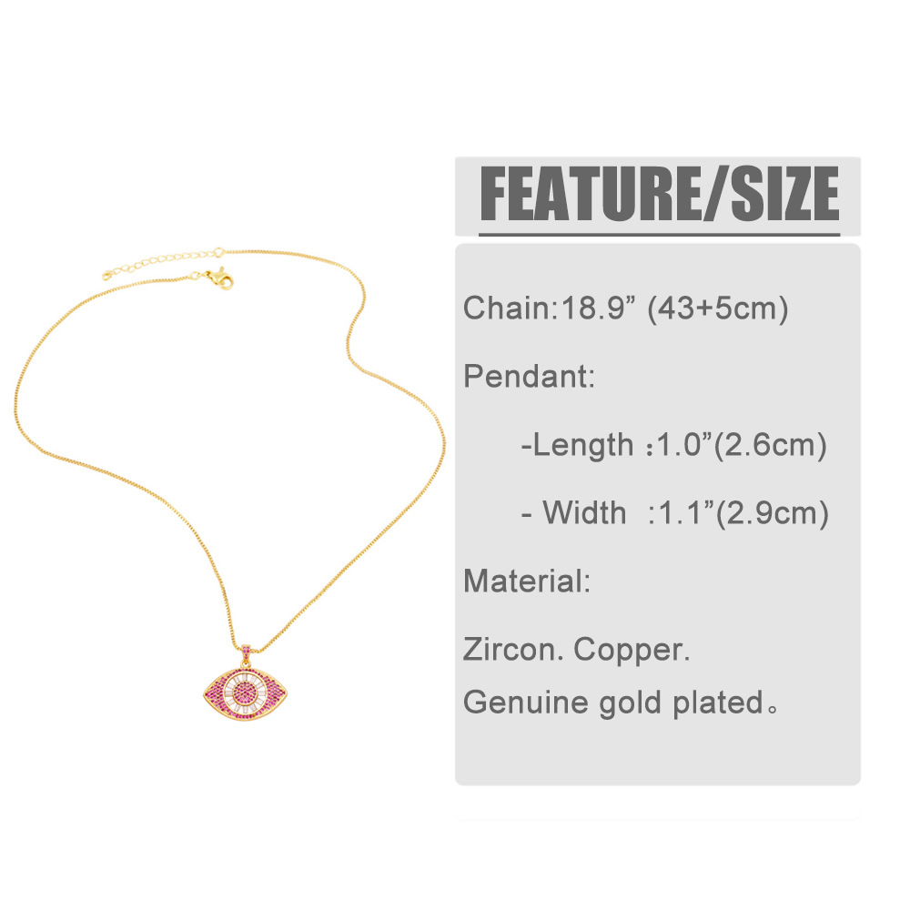 simple devil eye pearl chain pendant copper inlaid zircon necklace