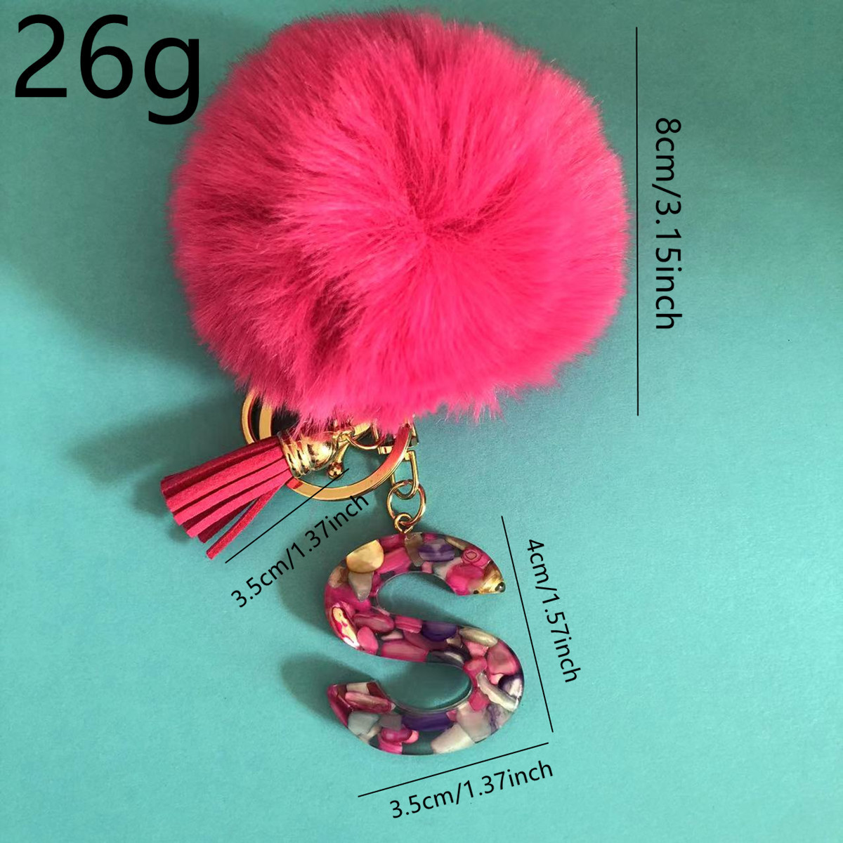 32g Weight Bag Pendant, Keychain Classification 1 Piece Quantity Holiday, Party Occasion Resin Material Letter, Hairball Pattern Unisex Gender Simple Style, Commute Style Simple Style Commute Letter Hairball Resin Unisex Bag Pendant Keychain 1