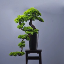 新中式仿真迎客松盆栽植物老桩假树摆件家居客厅办公室酒店装饰品