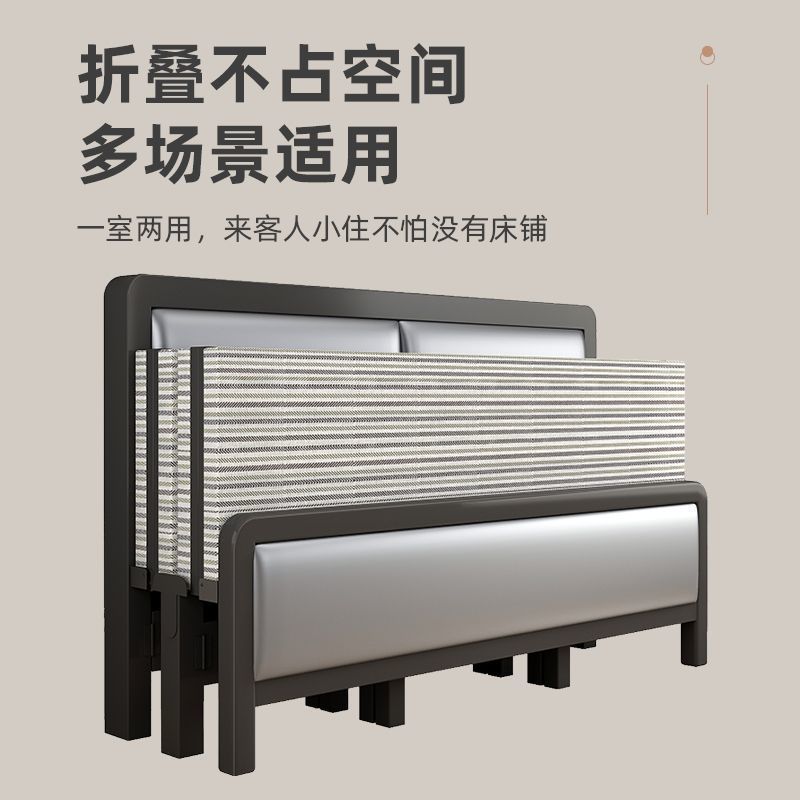 Camas dobles plegables cuádruples cama de madera casera cama de hierro cama de alquiler cama de piso cama cama cama de hierro forjado cama plegable portátil