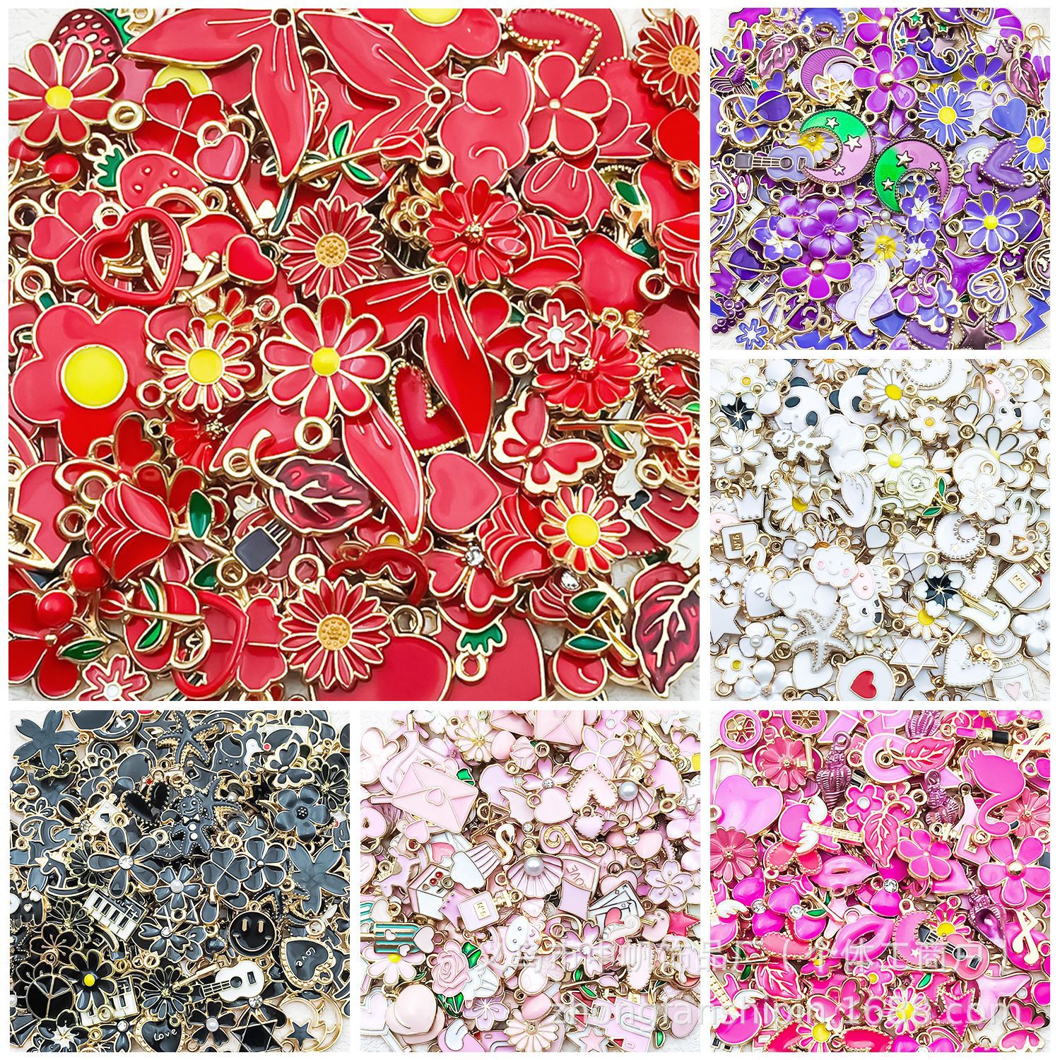 Cross-border exclusive supply of 20/50/100 nine-color oil-dripping alloy jewelry accessories, DIY bracelets, necklaces, pendants and pendants pic 8