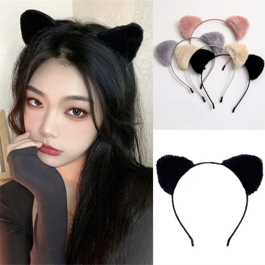 Hairband for women washing their faces in autumn and winter, cute cat ears, fluffy hair clip, Internet celebrity, new hair accessory in 2025, headband pic 2
