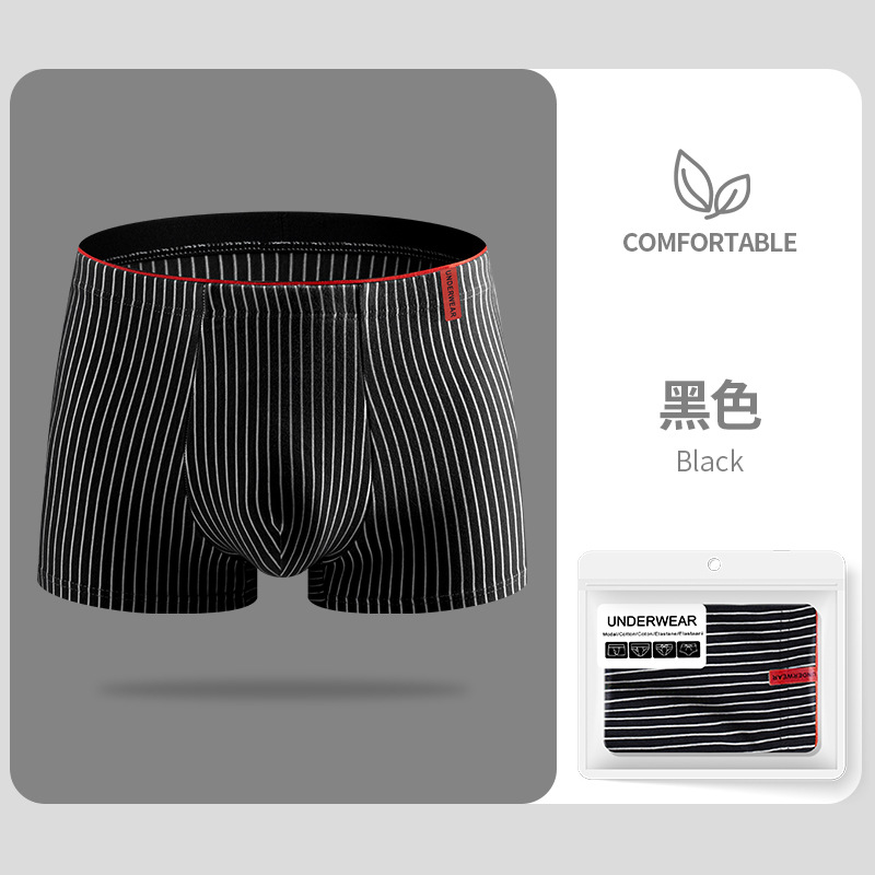 Ropa interior de los hombres a rayas niños antibacterianos transpirable Boxer shorts cabeza rayas deportes suelta más tamaño Boxer shorts al por mayor