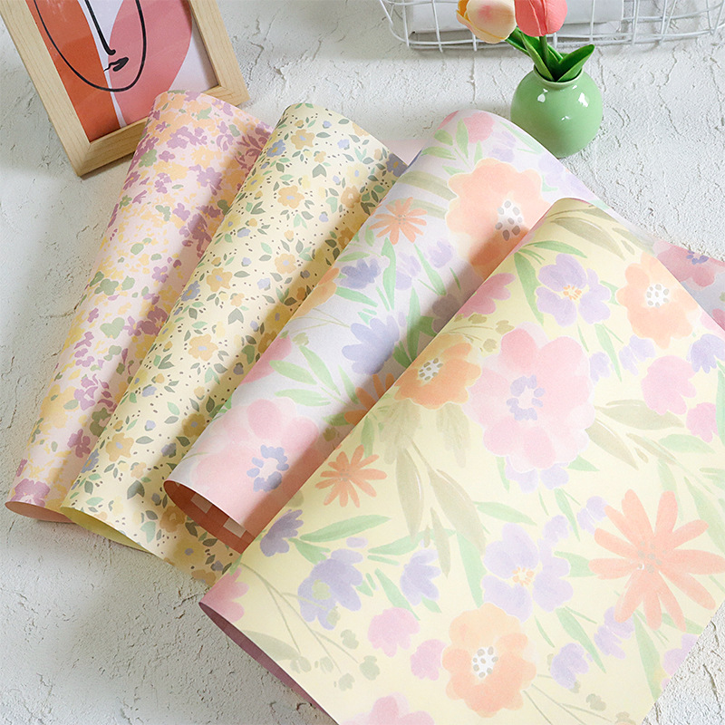 Nuevo papel de embalaje de flores picadas idílico papel de embalaje de flores en red atmósfera sensación de papel de arte florista materiales de flor