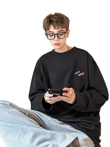 American heavy-duty long-sleeve T-shirt for men, spring and autumn version, oversized body shirt, inner layer base shirt, summer white clothing, trendy